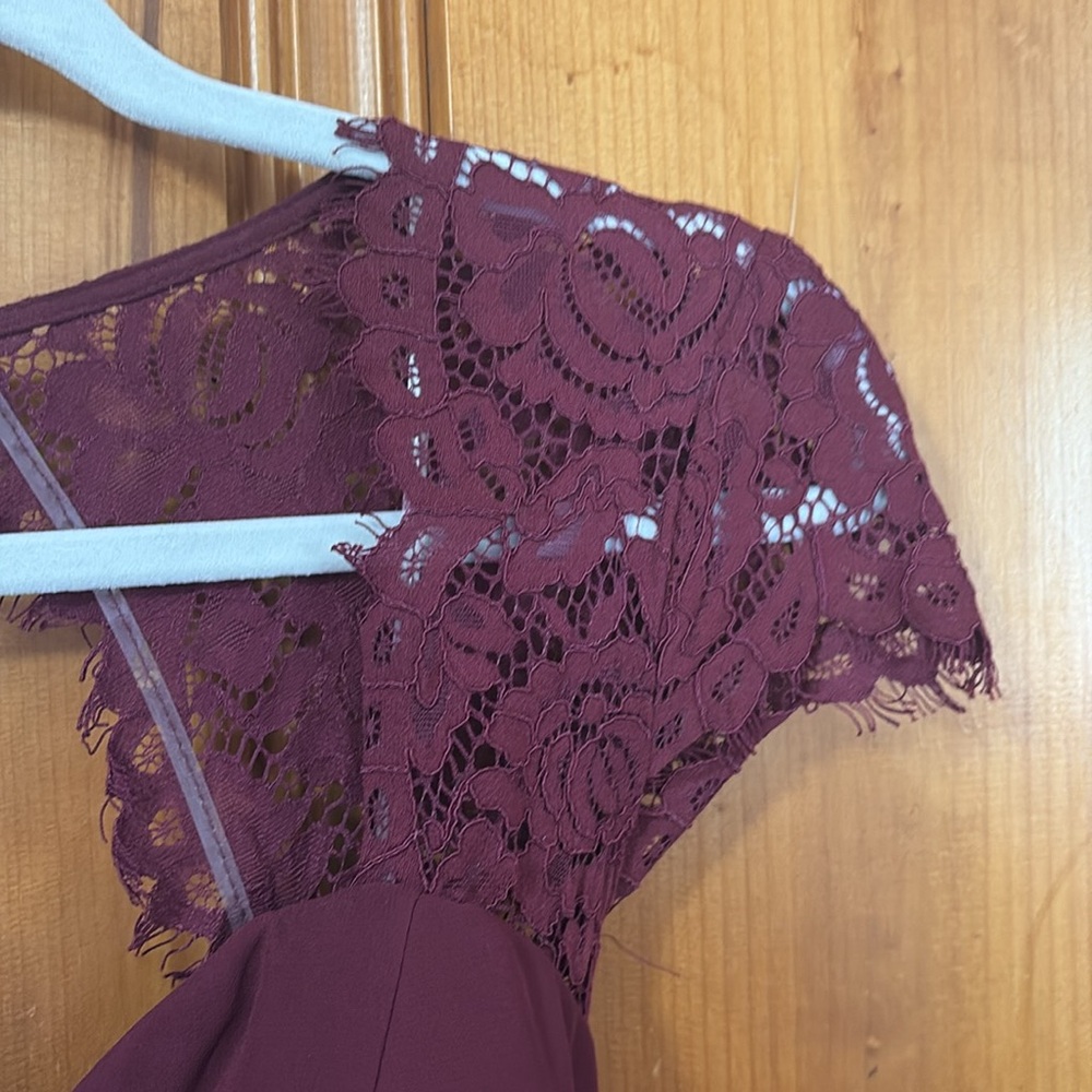 Lulu's Momentous Moments Burgundy Lace Backless Maxi Dress - Size Small - Picture 8 of 14